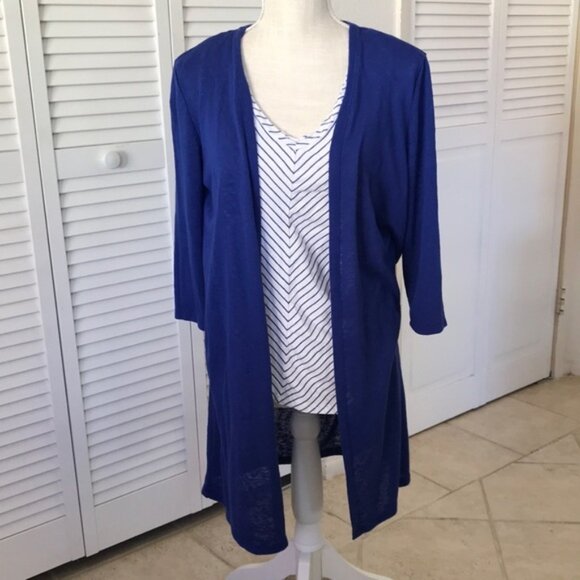 TIME AND TRU duster and blouse set, nautical look, royal blue and‎ white size M - Picture 1 of 10